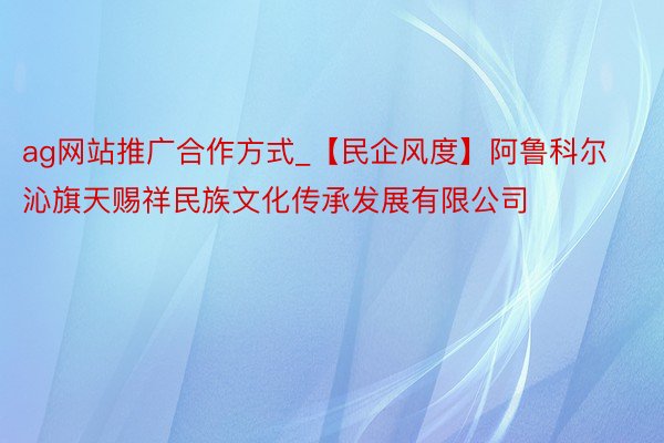 ag网站推广合作方式_【民企风度】阿鲁科尔沁旗天赐祥民族文化传承发展有限公司